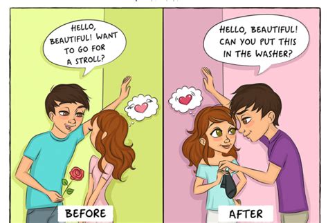 life before and after marriage illustrations that perfectly showing realty marriage