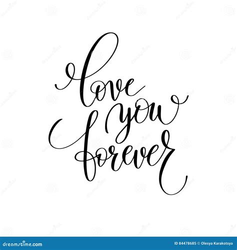 Love You Forever Black And White Hand Written Lettering Romantic Stock