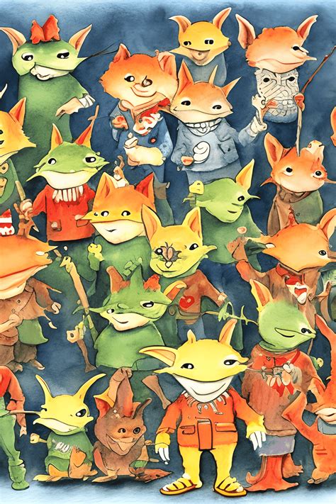 Goblin Army Richard Scarry Watercolor Illustration · Creative Fabrica