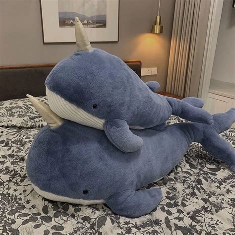 Large Whales Stuffed Pillow Giant Narwhal Plush Cute Whales Etsy