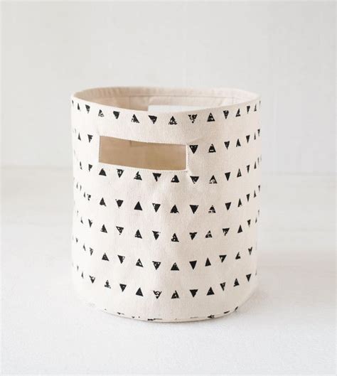 White Canvas Basket With Triangle Print A Unique Product By Vliving