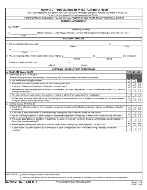 Da Form 1574 1 Fill Out Sign Online And Download Fillable Pdf