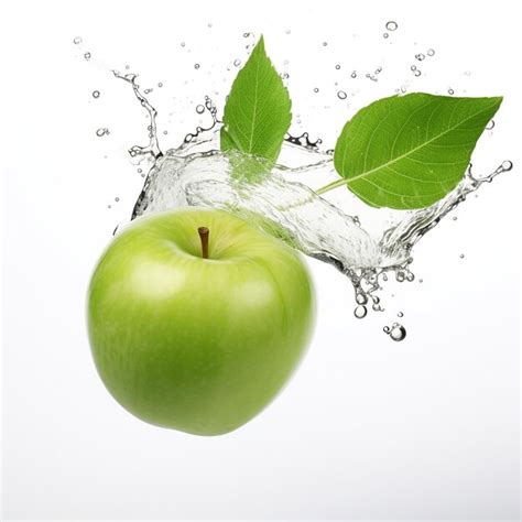 Premium Ai Image Water Splashing On Fresh Green Apple