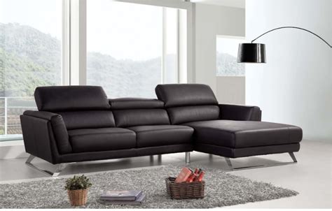 Divani Casa Doss Modern Black Raf Chaise Eco Leather Sectional Sofa