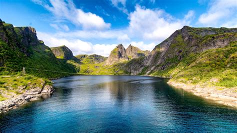 Download 1920x1080 Fjord Lake Scenery Clouds Mountains Norway