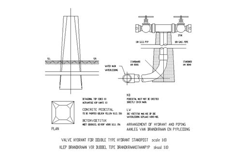 Fire Hydrant Section Design Detail Drawing Cadbull