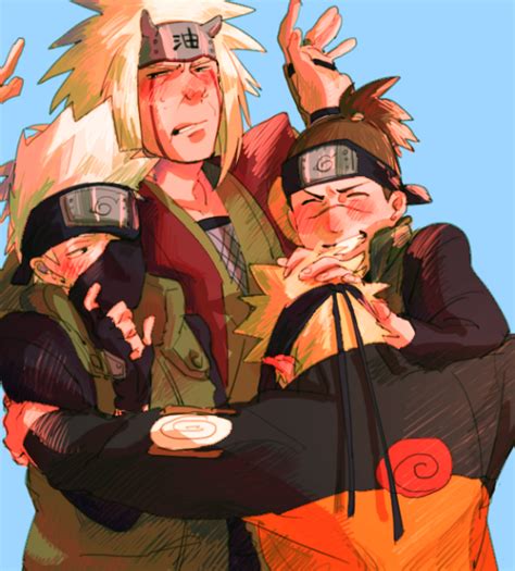 Naruto With All His Masters Iruka Kakashi And Jiraya Naruto