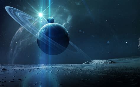 Kosmos I Krążące W Nim Planety W Grafice 3d