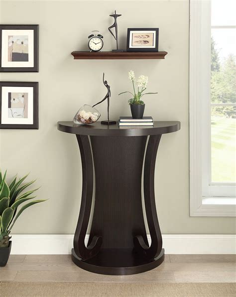 Cappuccino Finish Half Moon Console Sofa Entry Table Home Entry