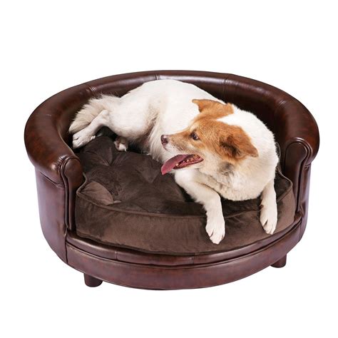 Villacera Chesterfield Faux Leather Large Dog Bed Designer