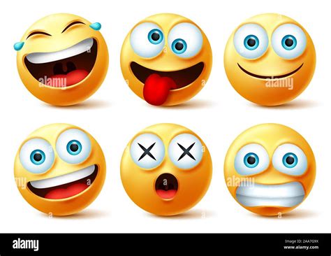 Smileys Emoji Und Emoticon Gesichter Vector Eingestellt Smiley Emojis