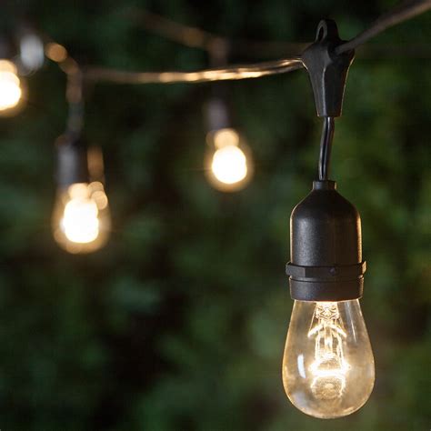 Commercial Patio String Lights Clear S14 Bulbs Suspended