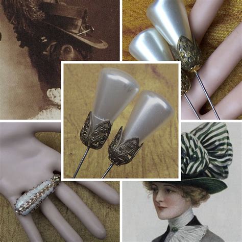 Victorian Hatpins 3 Faux Pearl Rhinestone Hair By Elrondsemporium