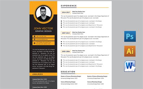 Professional Orange Resume Template 99989 Templatemonster