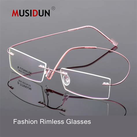 buy fashion optical rimless glasses man woman titanium alloy myopia eyeglasses