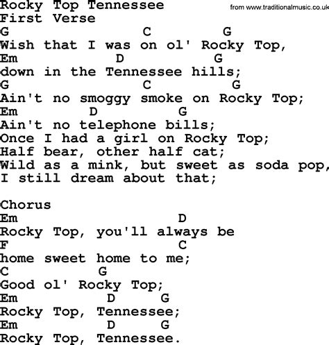 Rocky Top Tennessee Bluegrass Lyrics With Chords