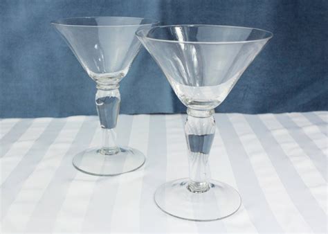 Clear Blown Glass Martini Glasses Vintage Etsy Glass Glass Blowing Martini Glasses