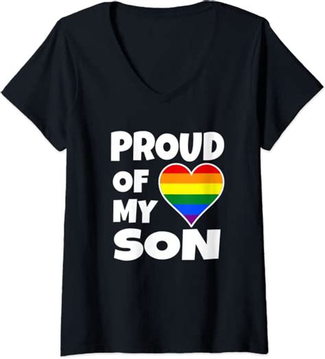 Womens Proud Of My Son Gay Lgbt Cool V Neck T Shirt Amazon Co Uk Fashion
