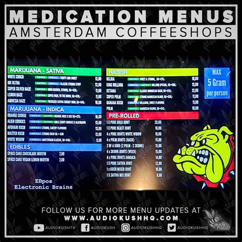 Medication Menus Coffeeshop The Bulldog Palace Audiokush Directory