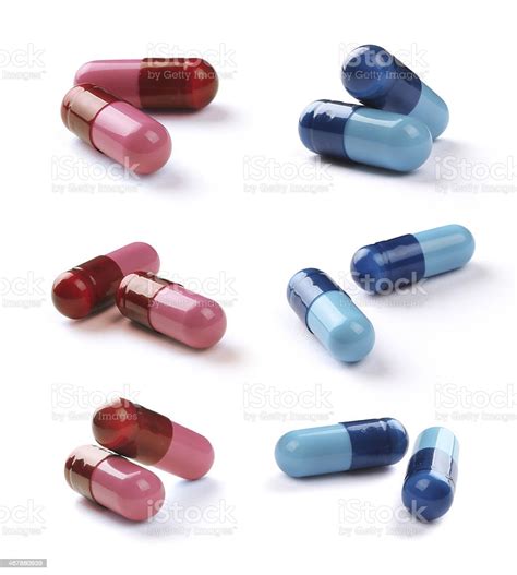 Red And Blue Tablets With Clipping Path Stock Photo Download Image
