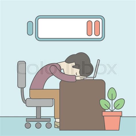 Tired Employee Sitting Lying On Table Stock Vector Colourbox