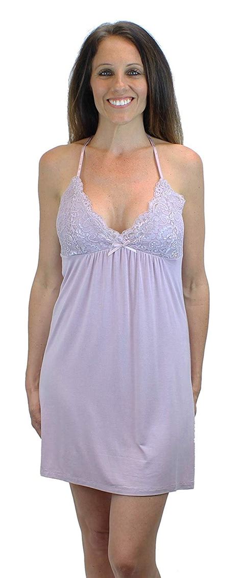 Ms Lovely Ms Lovely Womens Sexy Lace Sleepwear Chemise Nightgown Nightwear Mauve X Large