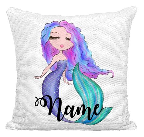 Mermaid Sequin Cushion Cover Throw Pillow Personalised Ebay