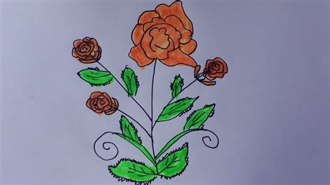 How To Draw A Rose Tree Draw A Rose Bush Easy Draw A Rose