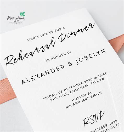 Simple Wedding Rehearsal Dinner Invitation Printable • Editable