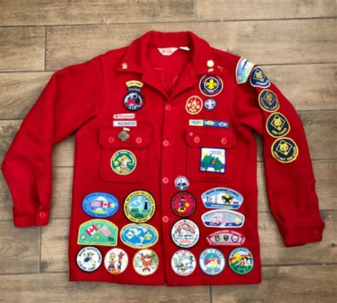 Vintage Boy Scouts Of America Official Red Wool Jacket Lots Of Patches