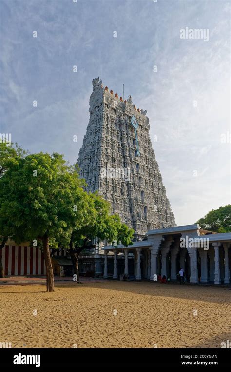 Gigaantic Gopuram Tower Of Thiruchendur Murugan Temple Stock Photo
