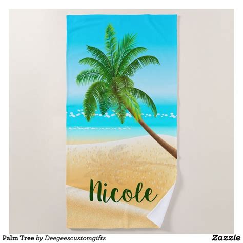 Palm Tree Beach Towel Zazzle Custom Beach Towels Palm Trees Beach Beach Towel
