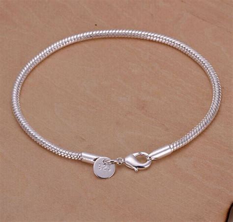 Wholesale 925 Sterling Silver Lovely Snake Chain Bracelet 3mm 20cm Ebay