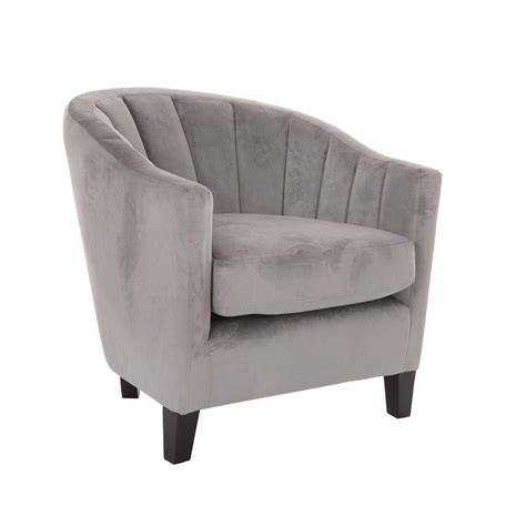 Buy Hodge And Hodge Grey Oyster Tub Chair Plush Velvet Fabric Cover And