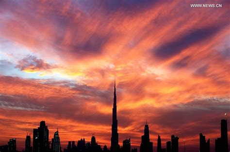 Burj Khalifa At Sunset In Dubaienglishchina Youth International
