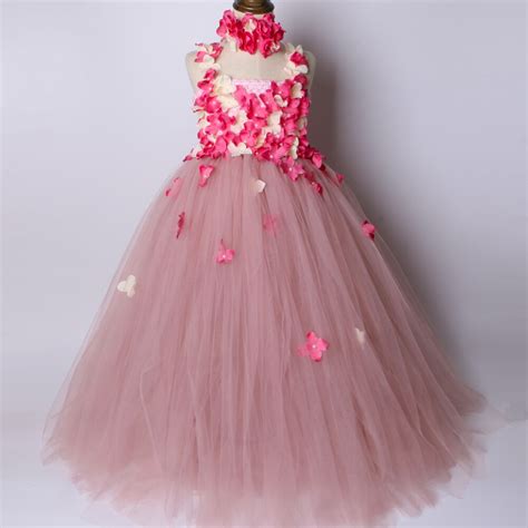 콩 페이스트 핑크 꽃소녀 투투 드레스 얇은 명주 그물 꽃의 요정 공주 드레스 아이 결혼식 생일 파티 드레스 소녀 볼 가운
