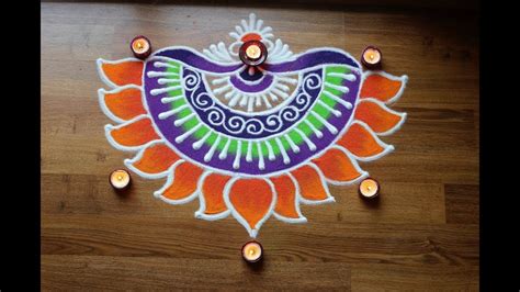 Simple And Creative Rangoli Designs With Colours For Diwali Freehand