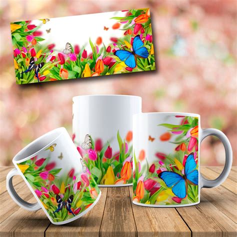 Floral Sublimation Mug Design Flowers Mockup Free Digital Etsy