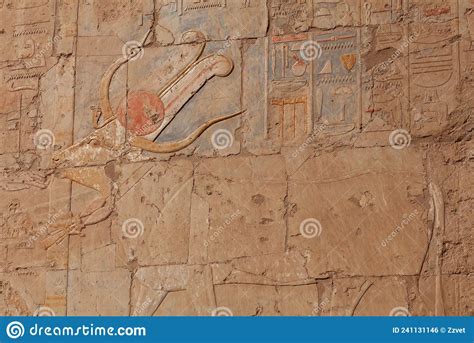 Hathor Nursing Cow Goddess Ancient Relief Of Hatshepsut Mortuary Temple At Deir El Bahari