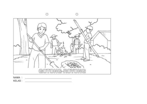 Mewarnai Gambar Gotong Royong - Mewarnai Gambar