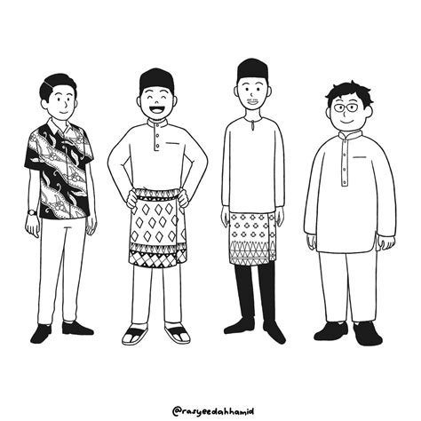 Gambar Baju Kurung Melayu Kartun Hitam Putih Antontarorubio
