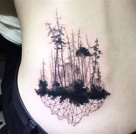 Lower Back Geometric Forest Tattoo Plecki Pinterest