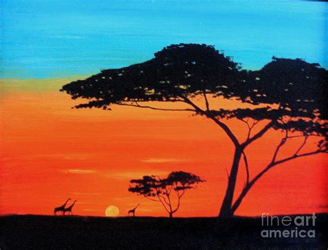 African Sunset Painting By Ron Chabot