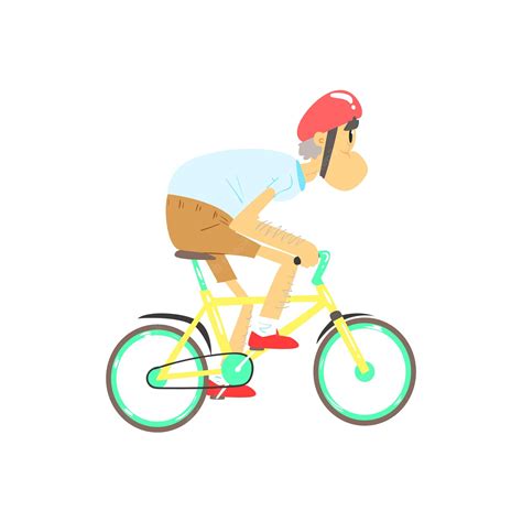 Premium Vector Old Man Riding Bicycle Cute Cartoon Style Isolated Flat Vector Illustration On