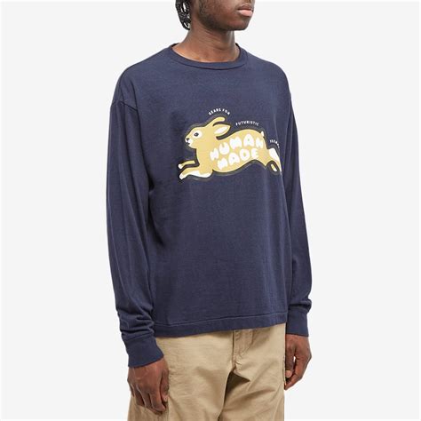 human made long sleeve rabbit tee navy end au