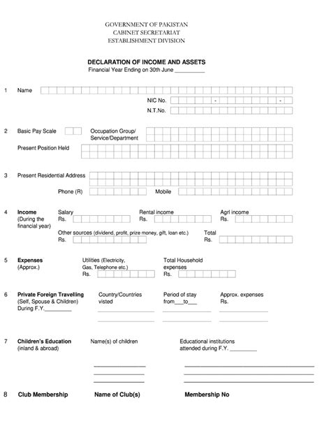 Asset Declaration Form In Excel Fill Online Printable Fillable