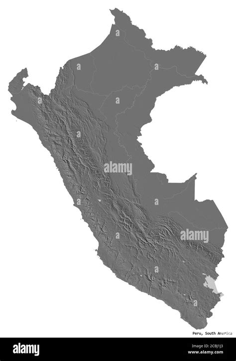 Shape Of Peru With Its Capital Isolated On White Background Bilevel