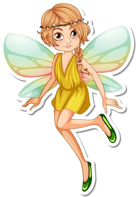 cartoon fairy characters ~ beautiful fairy cartoon character sticker 3045892 vector art at