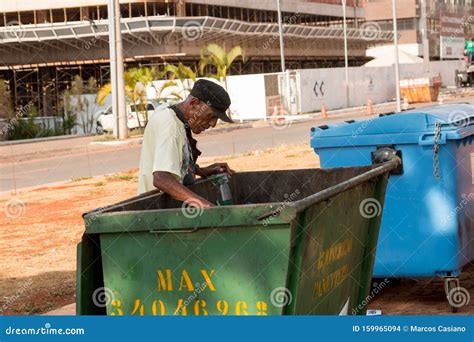 Homeless Man Digging Through Trash Editorial Stock Image Image Of