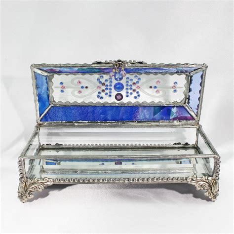 Jewel Encrusted Glass Jewelry Box Stained Glass Box Treasure Box Trinket Box Eye Glass Case